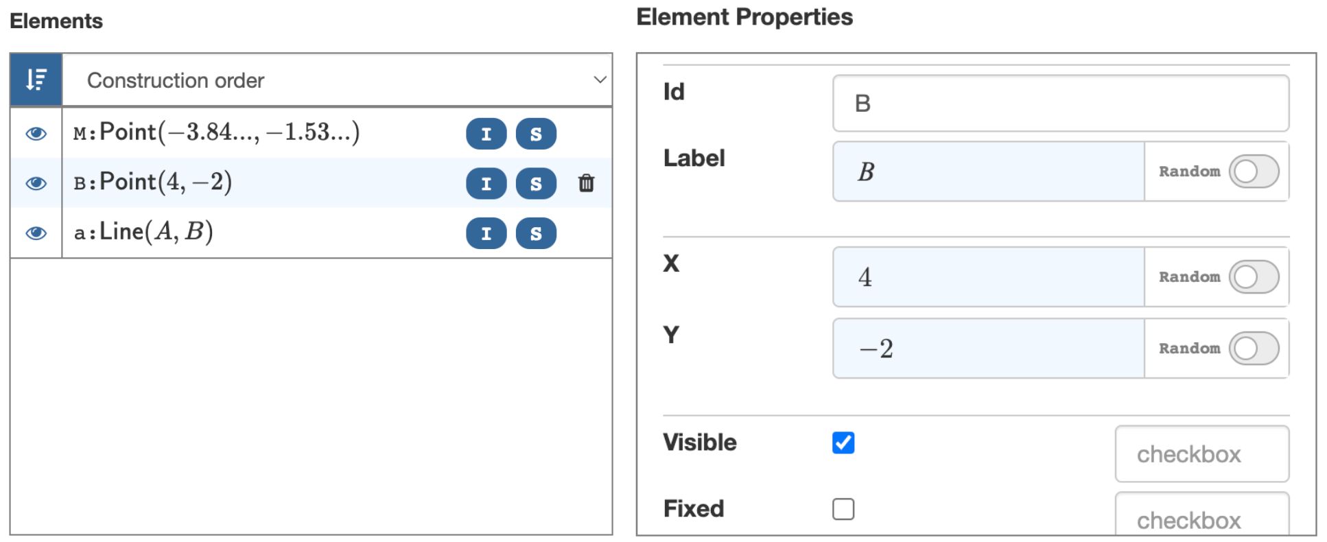 The Element Panel