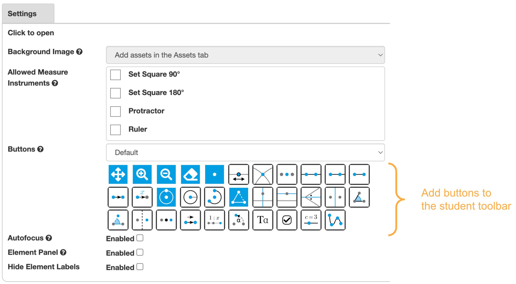 Adding tools to the student toolbar