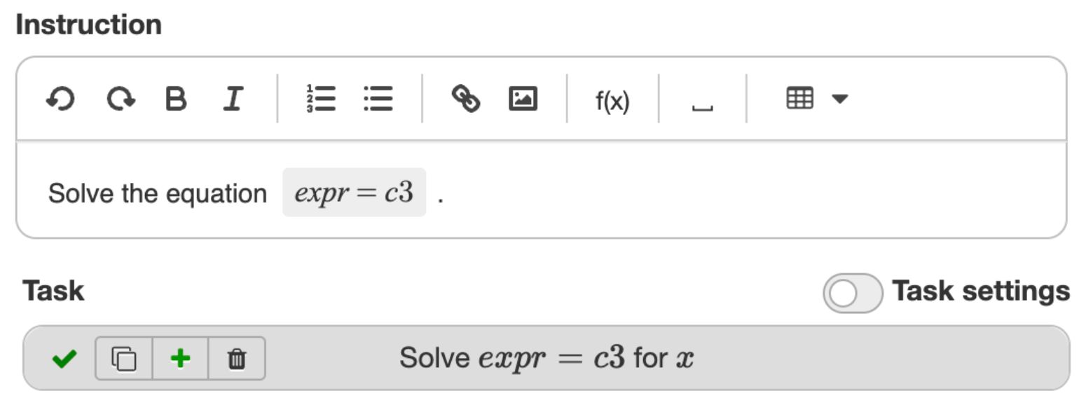 Using exercise parameters in a question