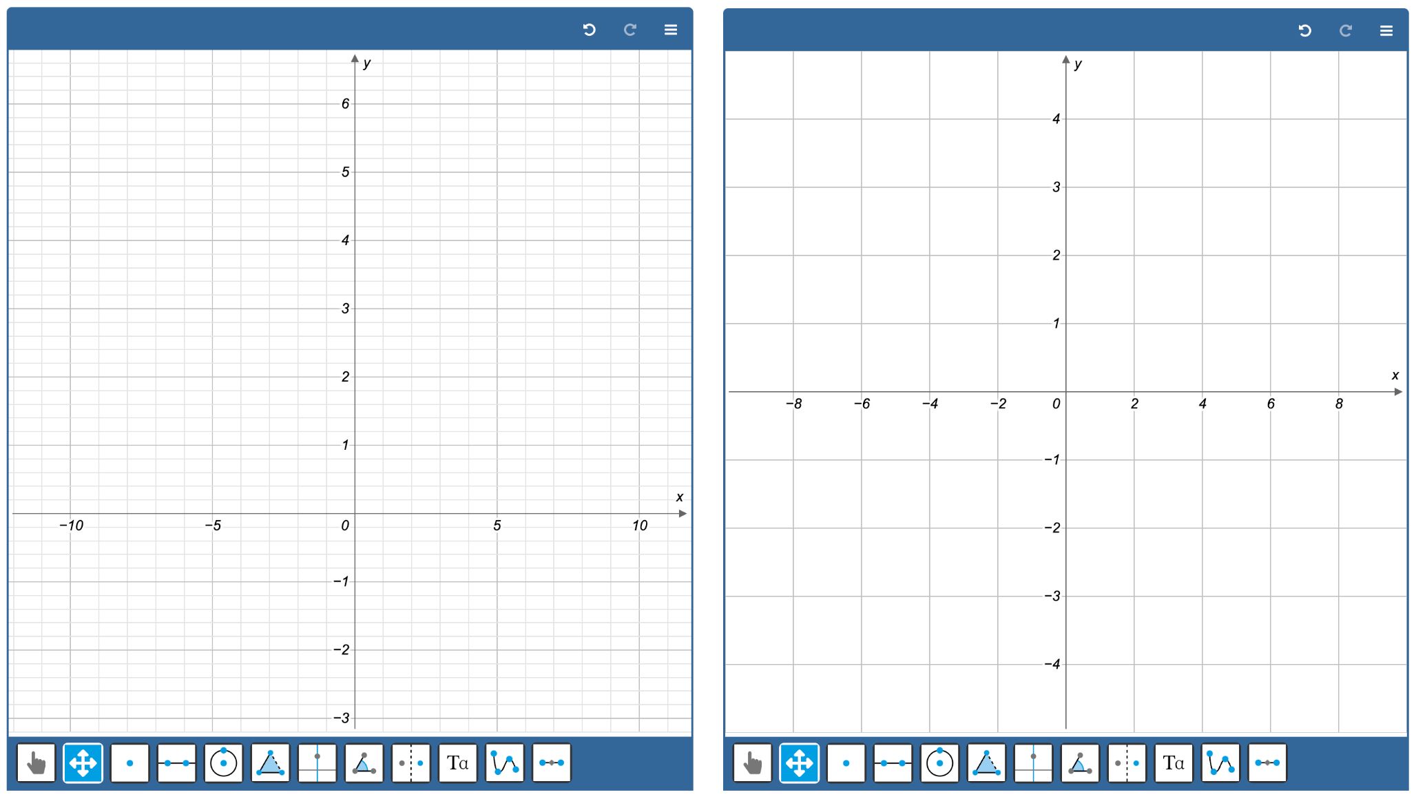 Display modes: Dynamic (left) and Graph Paper (right)