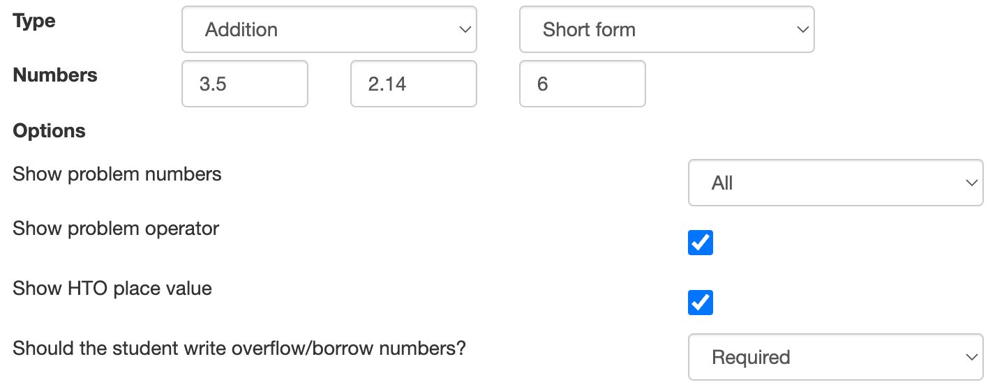 Configure Written Arithmetic