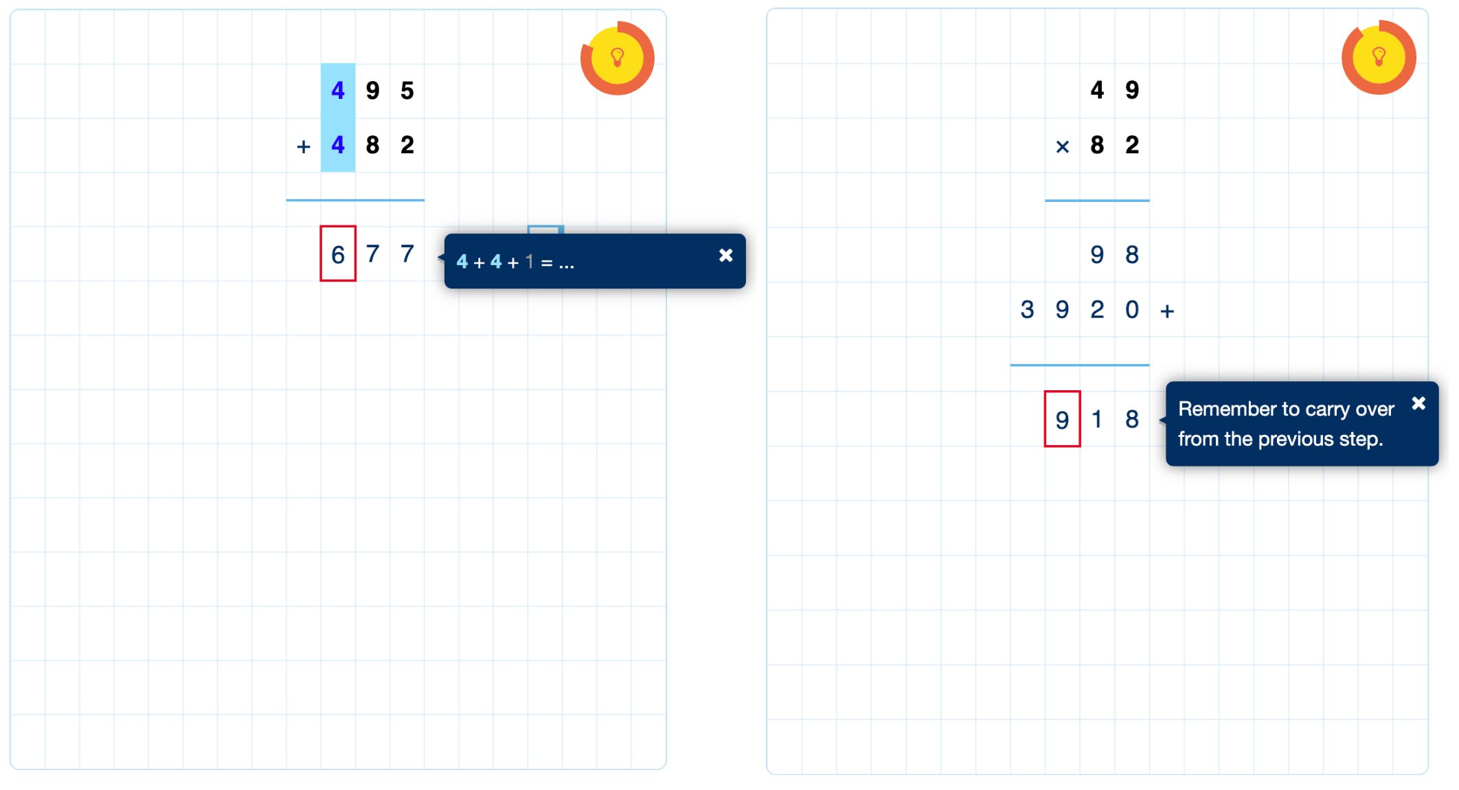 Multi-digit addition and multiplication with Written Arithmetic