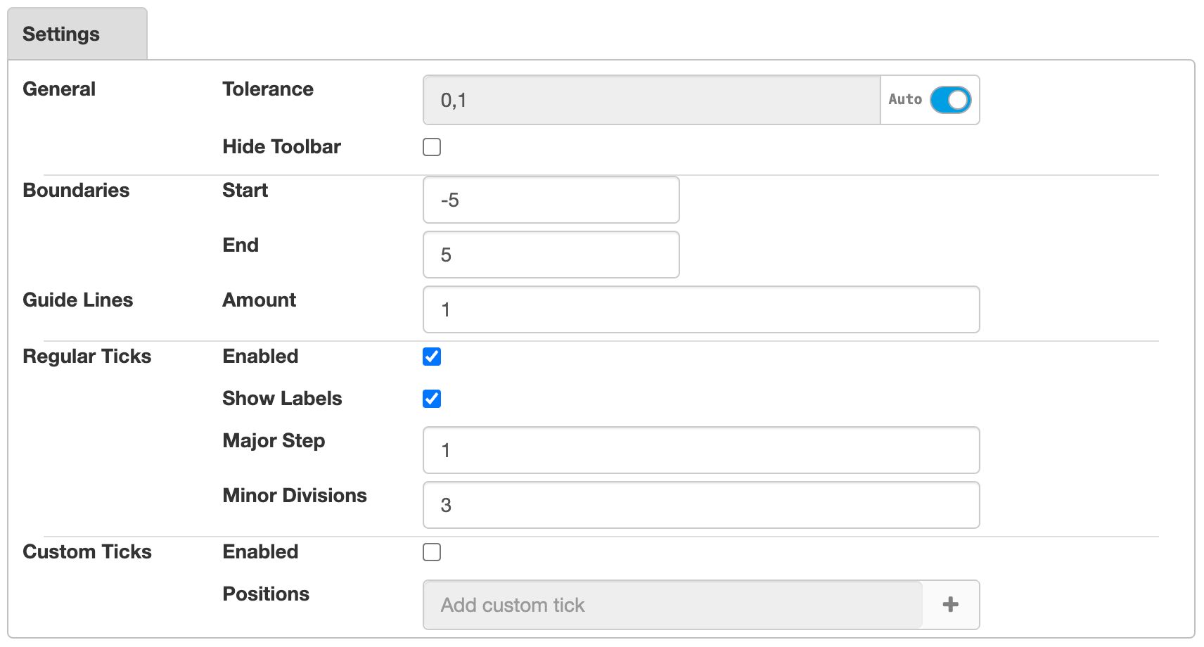 Settings for the Number Line