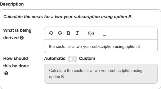 The description interface in Multistep