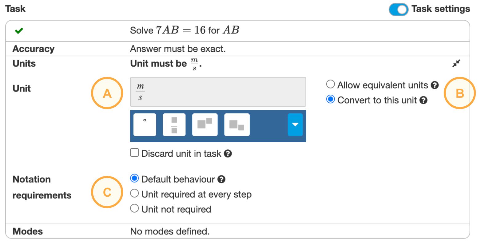 Unit settings