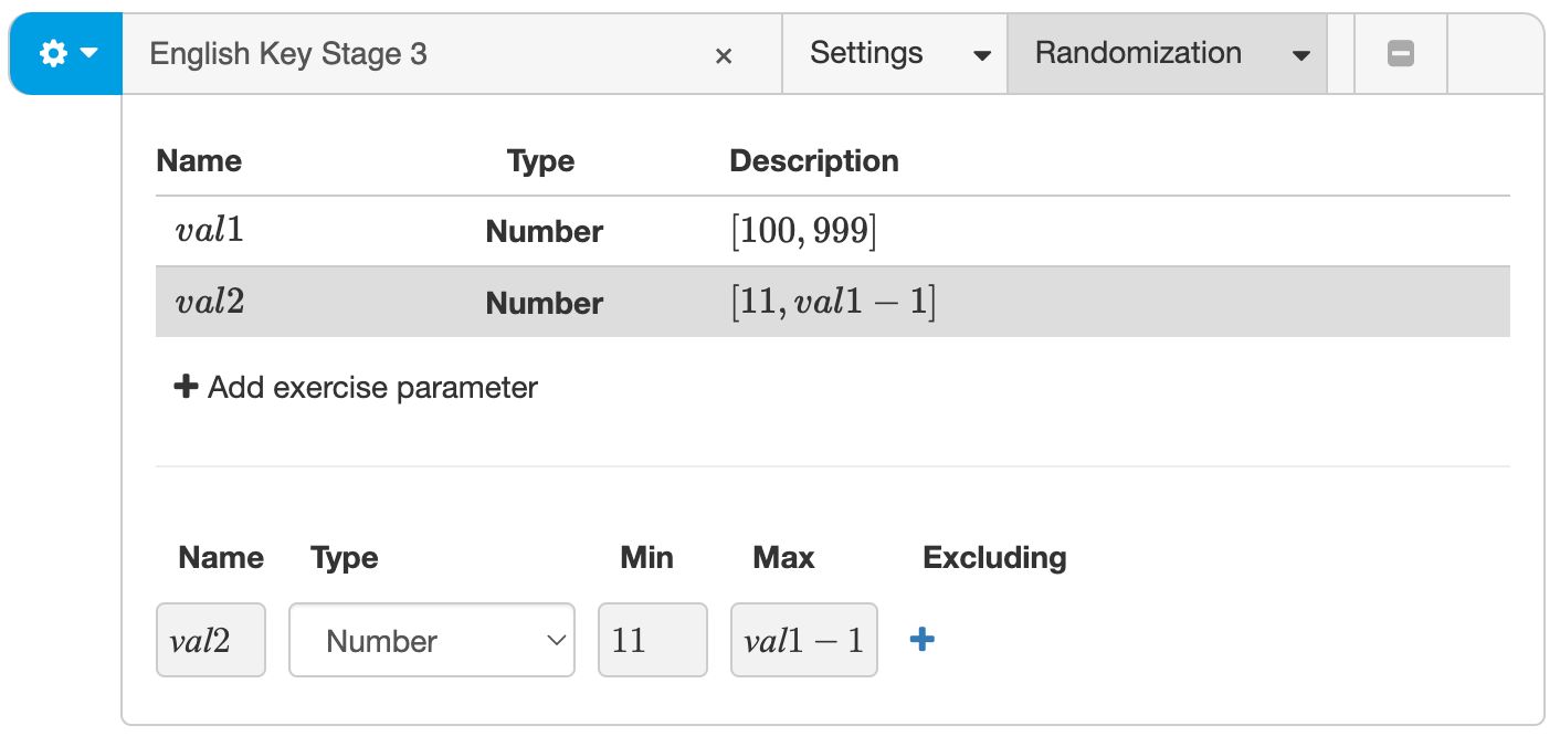 Defining values for a random subtraction problem