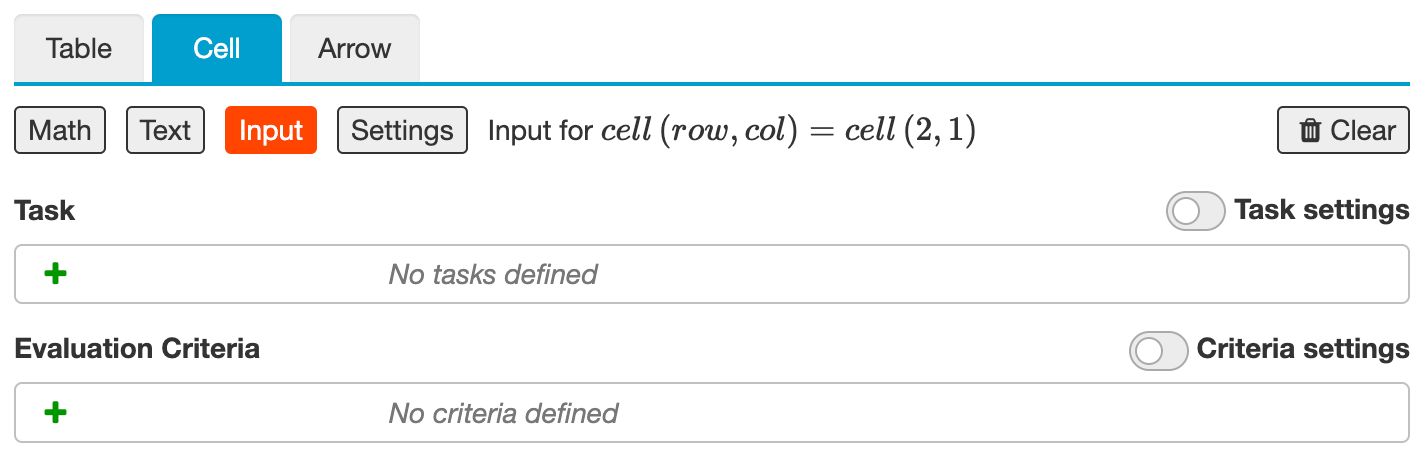 Defining input cells