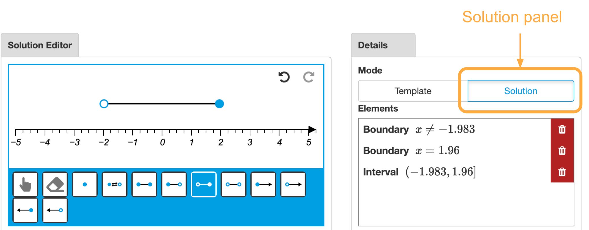 Draw the correct solution in the Solution panel