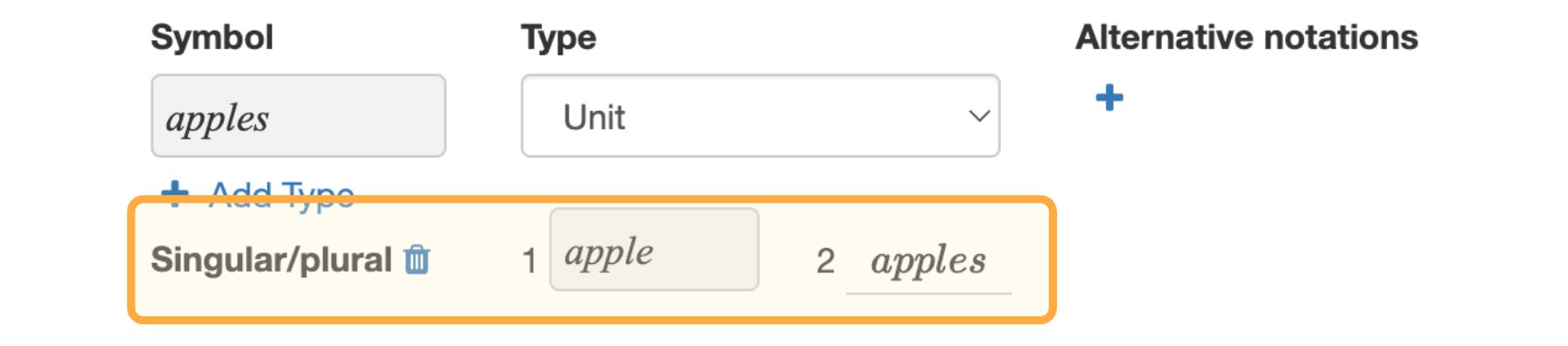 Declaring a singular form for a unit