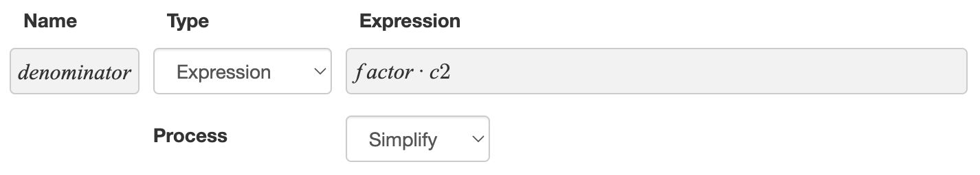 Create exercise parameter for the denominator