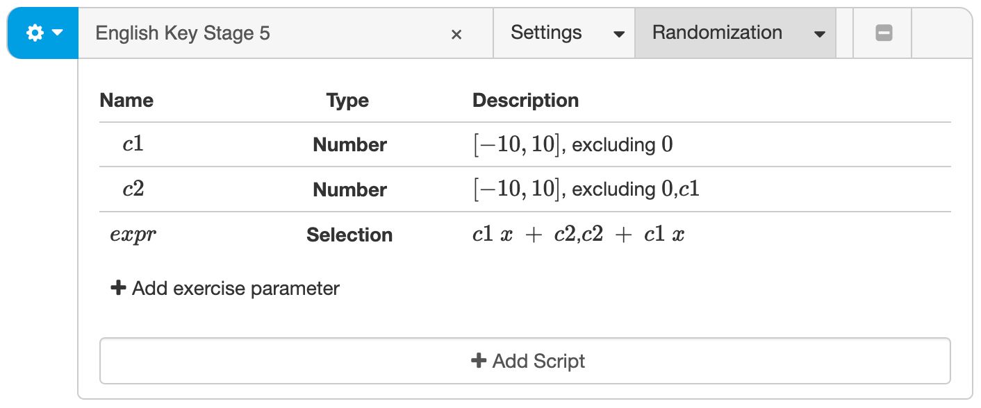 Creating exercise parameters