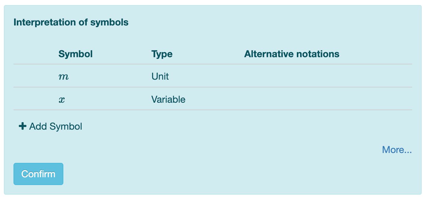 Confirm symbol interpretations