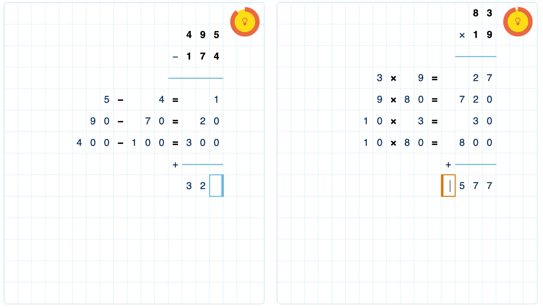 Extended forms form subtraction and multiplication