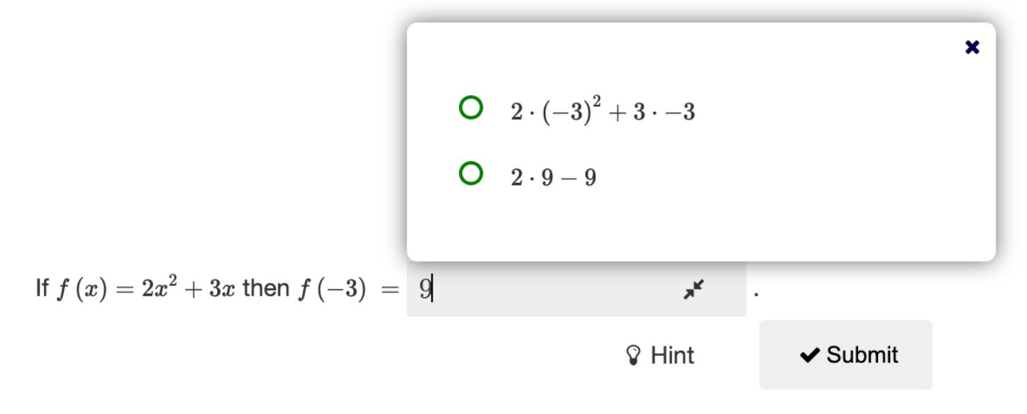 Extended math input blanks