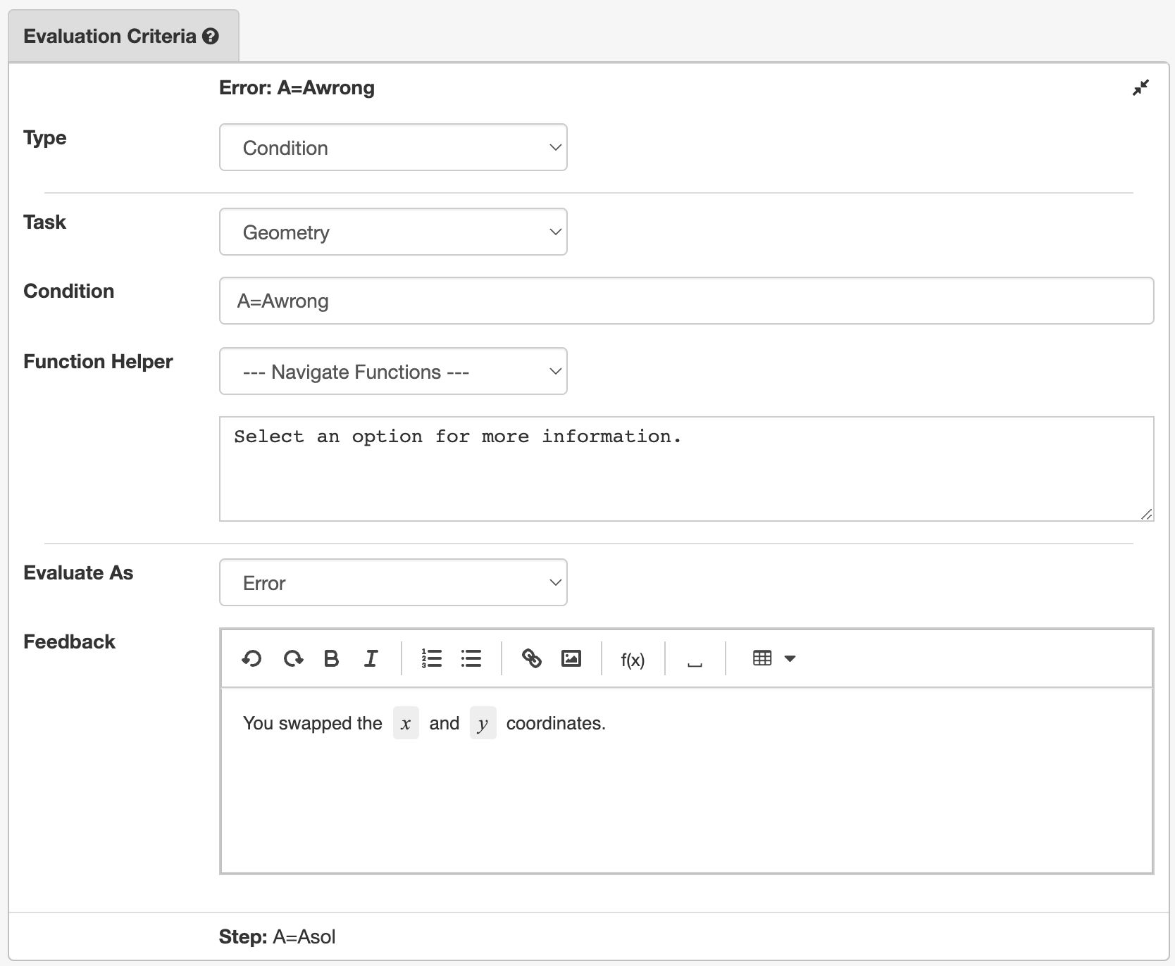 Using a reference element for error feedback